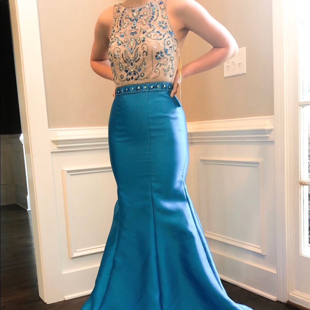 Blue and Tan Prim dress TLC